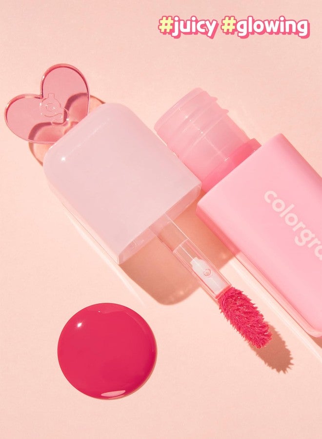 COLORGRAM Juicy Drop Tint 04 Clear Cherry | Juicy Lip Gloss, Glowing Lip Stain with Fruity Colors, Buildable & Blendable, Highly Pigmented - Image 4
